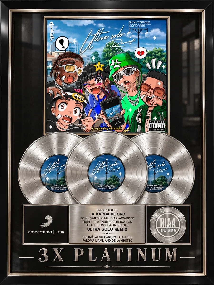 Ultra Solo Remix triple platinum plaque